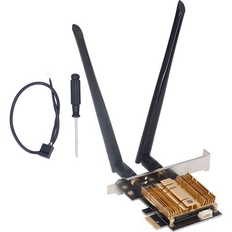 Carte WiFi 6E PCI Express AX210, 2.4G/5.8G/6GHz, 2 Antennes 6dBi, Portée Étendue (1/5)