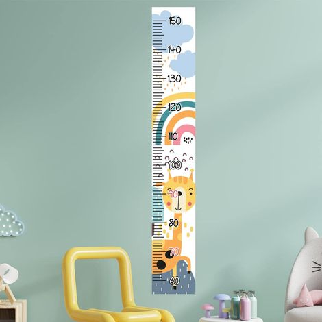 Sticker mural adhésif Toise Autocollant Girafe et Arc-en-ciel - Décoration Murale Chambre Enfants 1 Planches de 30 x 50 cm (1/4)