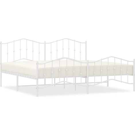 Maison Exclusive - Giroletto con Testiera e Pediera Metallo Bianco 200x200 cm (1/5)