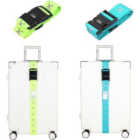 Sangle Valise Voyage avec Code, 2 PCS Sangle pour Ceinture Valise Voyage Sécurité, Protege De Voyage Soute avec Couleurs Vives