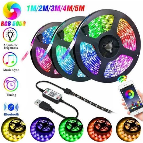 Ruban LED Bluetooth 5m TV RGB USB avec App Bande LED Lumineuse Rétroéclairage TV Synchroniser avec Rythme de Musique (1/4)