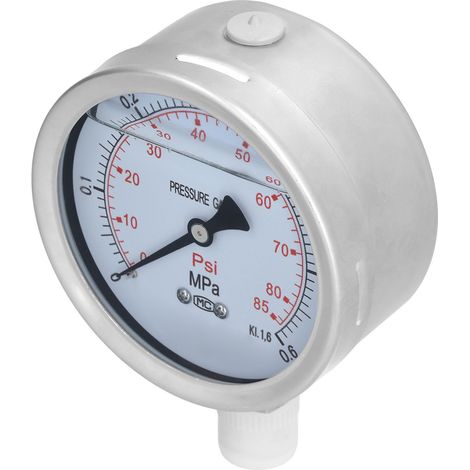 Manomètre radial Y-100BF 0-0,6MPa acier inoxydable résistant à la corrosion, chocs et vibrations, rempli d'huile, jauge de pression vide, étanche (1/5)