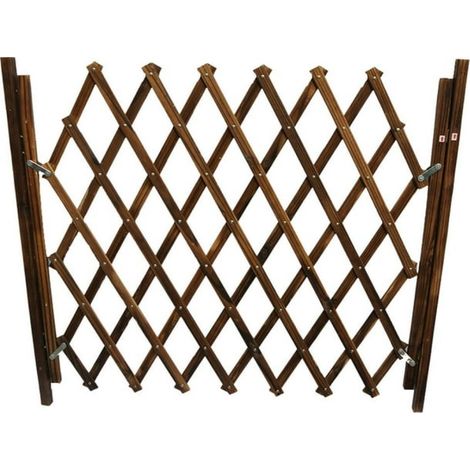 Barrière de sécurité extensible en bois pour chien, type accordéon, autoportante, coulissante, pour escaliers et cuisine intérieure. (1/5)