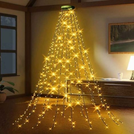 Guirlande Lumineuse Sapin - 2 M 16 Branches 400 LED Blanc Chaud - 8 Modes Éclairage Minuteur - IP65 Extérieur Intérieur - Pour Arbre De Noël (1/4)