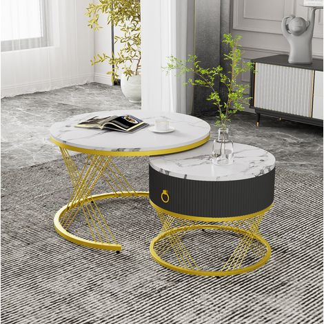 tavolo soggiorno 70 cm effetto marmo bianco OKMYHOME (1/5)