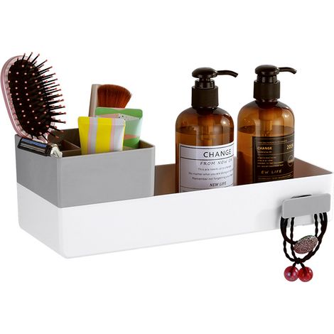 Adhésif Étagère Salle de Bain Sans Percage Blanc L30cm Tablette Murale Autocollante (1/3)