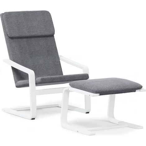 Sillón lounge de diseño moderno con reposapiés en tela gris oscuro DEC026520