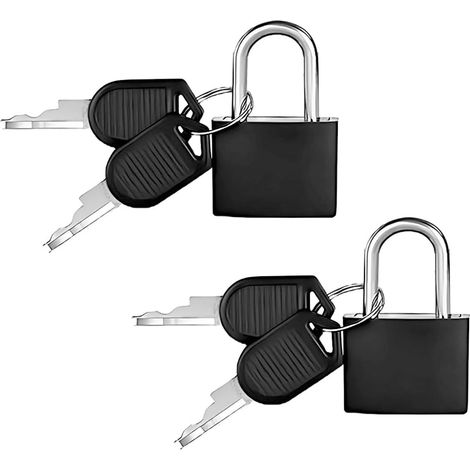 Lucchetto con chiave per armadietto universitario, lucchetto per valigia con chiavi, lucchetti per piccoli bagagli da 28 mm per borse da viaggio, palestra, valigie per le vacanze, nero
