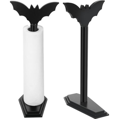 Lot de 2 porte-essuie-tout pour la cuisine, en forme de chauve-souris, distributeur d'essuie-tout, organiseur de rouleaux décoration d'Halloween (1/5)