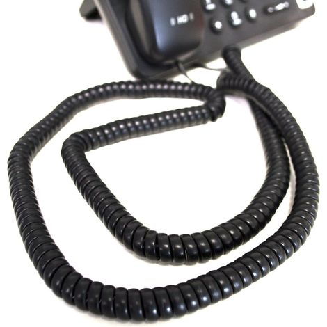 1 Cordon Téléphonique, Connecteur RJ10, Câble Spiralé Noir, 6 Mètres, Pour Bureau Et Domicile