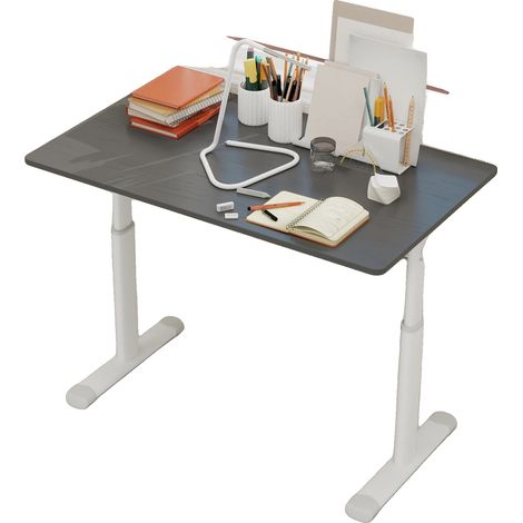 Bureau debout, réglable à manivelle, design compact, Gris (1/2)