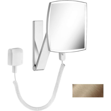 Miroir grossissant iLookmove 200 x 200 mm, lumineux, bloc d'alimentation 12 V bronze brossé KEUCO