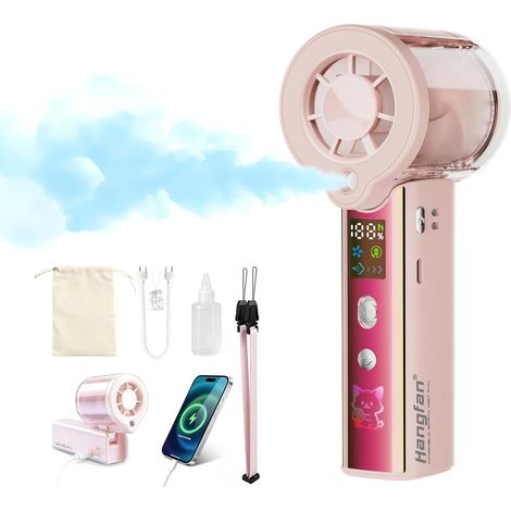4-en-1 Ventilateur Brumisateur Portable, Pliable, USB-C, Écran LED  Compact et léger (190 g), finition IML/camping et concerts / brume ultrafine, 100 vitesses /Lumières LED et batterie externe (1/5)