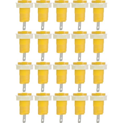 20Connecteurs Banane Douille 4mm 402 1KV 32A Jaune, Borne de Terre Laiton Soudure, Lot de 20 Pièces (1/5)