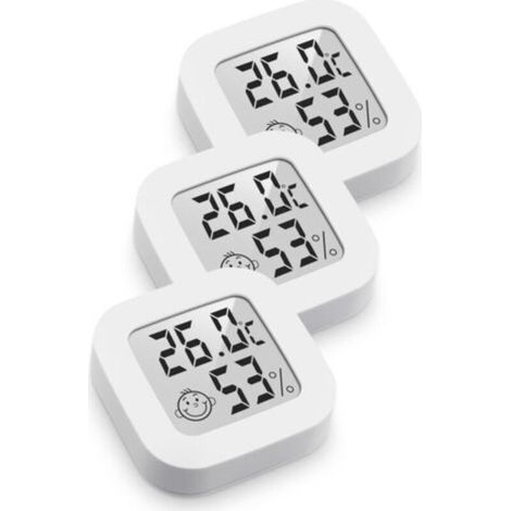 Mini Thermomètre Hygromètre Intérieur Digital à Haute Précision, Moniteur de Température et Humidimètre, Thermo Hygromètre Indicateur du Niveau de Confort (4.3cm4.3cm, blanc, 3) (1/5)