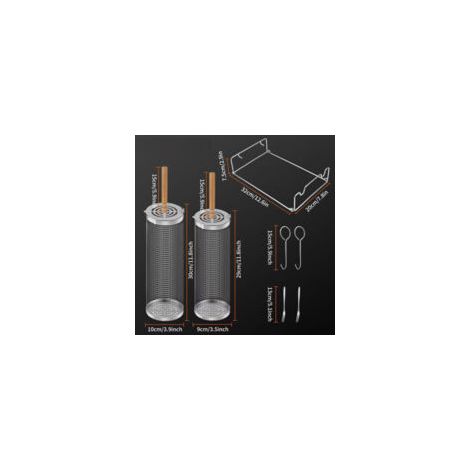 Pack de 2 paniers de gril en acier inoxydable 304 – Poignées en bois amovibles – Panier cylindrique pour grillades extérieures
