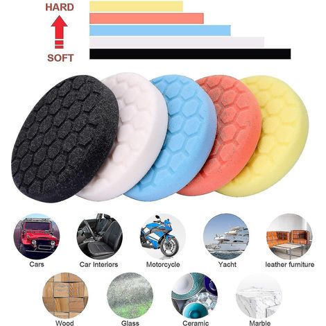 CREA Polishing Sponge Polishing Pad Set For Car, 6pcs Hand Polishing Pads Sponge Wool (1/3)