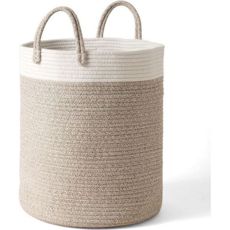 Panier À Linge - Corbeille En Corde De Coton - Pour Linge Sale Jouets Ou Objets D'intérieur - 40 X 36 Cm - 1 Pièce (1/5)
