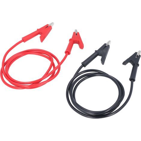 Set aus 2 doppelseitigen Krokodilklemmen, Messing und Silikon, Messleitungen für elektrische Projekte, robuste Messkabel. (1/5)