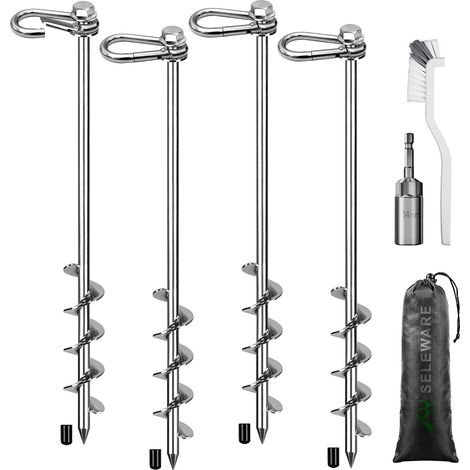 Lot de 4 piquets de Tente pour Trampoline – Ancrage au Sol Robuste, ancrage au Sol pour Vents forts, piquets en Spirale pour sécuriser Les Trampolines, tentes, hangars, balançoires (1/5)