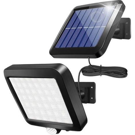 Applique murale solaire extérieure avec détecteur de mouvement, 56 LED, éclairage de sécurité pour terrasse, garage, allée, porche et cour (1/3)