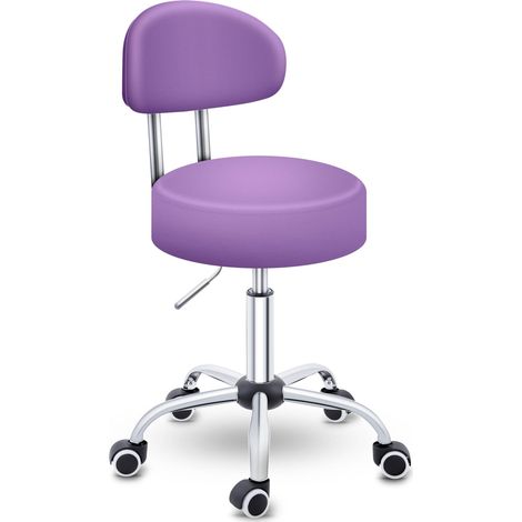 TRESKO Sgabello girevole viola con schienale, sgabello da lavoro, sgabello girevole, sgabello cosmetico, sgabello da studio