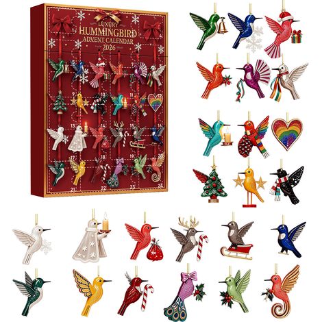 Calendrier de l'Avent 2026 style verre de mer, boîte surprise, 24 décorations à suspendre en acrylique plat, coffret cadeau pour le compte à rebours de Noël (1/5)