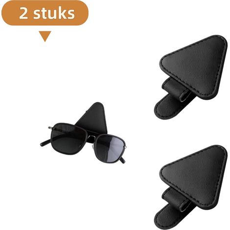 Ensemble de 2 clips pour lunettes de voiture avec étui porte lunettes de soleil porte cartes et tickets pour organiser les accessoires dans l'habitacle couleur noire (1/5)