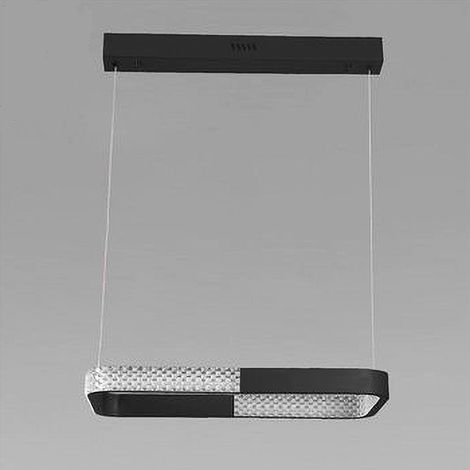 TrAdE Shop Traesio - Lampadario A Sospensione Led 24w Rettangolare Nero Cristallo Con Telecomando 32040 - (1/3)