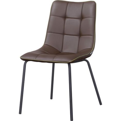 Silla PAOLO de diseño en acero y simil cuero color marrón (lote de 4)