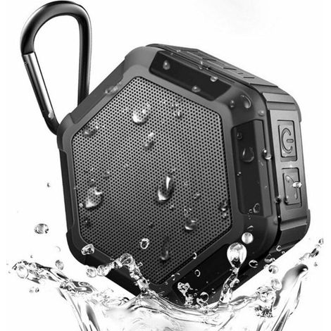 DEESSE SHOP - Mini haut-parleur portable – Haut-parleur de douche Bluetooth avec crochet – Haut-parleur Bluetooth étanche 12 h de lecture pour plage, piscine, maison, fête, noir (1/5)