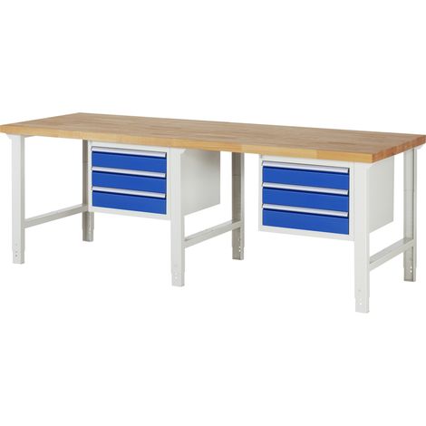 Rau Werkbank höhenverstellbar 7127A1, B2500xT900xH790-1140mm, 6x Schublade-TA (1/5)