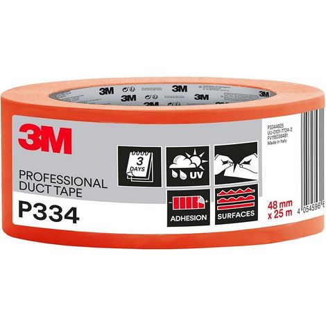 3M – Ruban adhésif façadier toilé orange 48mm – Masquage et fixation bâche – Forte adhérence sur surfaces difficiles – 25m (1/2)