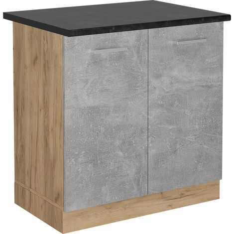 Meuble bas sous-évier R-Line, Béton, 80cm , PT Anthracite, Vicco (1/5)