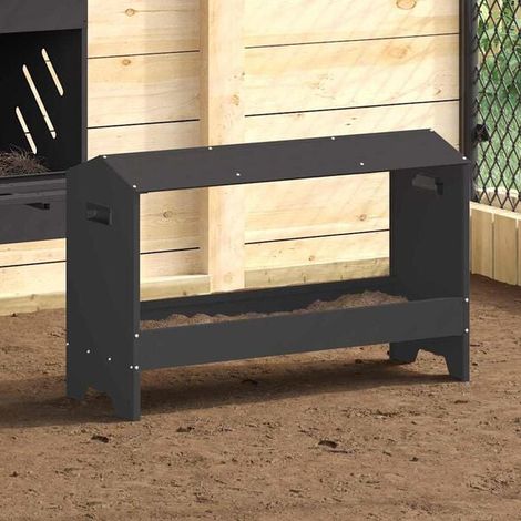 Plateau pour aliments pour poules, noir, 81 x 32 x 53,5 cm (1/4)
