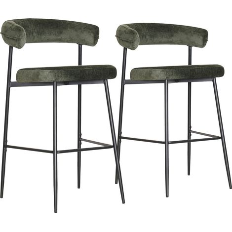 Set di 2 sgabelli da bar in tessuto verde THEA
