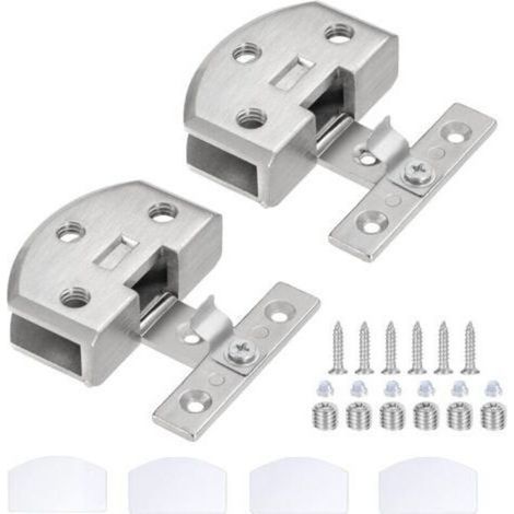 Cerniera per porte in lega di zinco a 90 gradi per vetrine, cantinette per vini, porte per box doccia con viti per vetro di spessore 8-9 mm, 2 pezzi (argento)