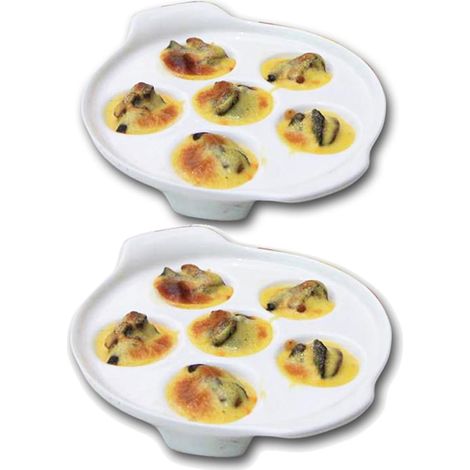 2 Plats Escargot, 6 Trous, Porcelaine Blanche, Poignées, Four, Table