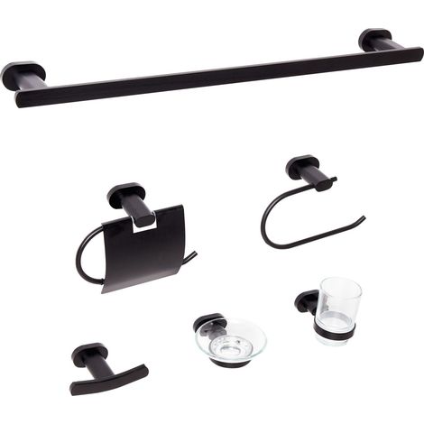 Badaccessoires Set 6-teilig TOCOPILLA mit Handtuchstangen und -haken Schwarz