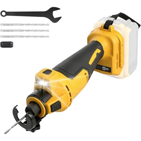 Coupe-cloison sèche sans fil pour Dewalt, 30 000 tr/min, scie à tronçonner sans balais avec lumière LED, scie rotative à profondeur réglable pour cloison sèche, kit de scie à spirale compacte pour (1/5)