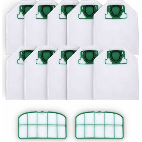 10 bolsas para aspiradora con 2 filtros HEPA para Vorwerk Kobold VK200 FP200, micropolar premium de 5 capas para personas alérgicas. (1/5)