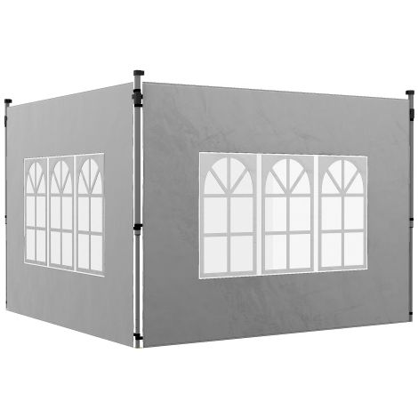 Replacement Gazebo Side Panels with Windows, Compatible with 3x3(m) or 3x4m Pop Up Gazebos, 2 Pack, Grey