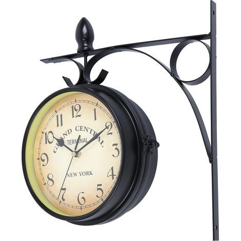 Retro Station Clock, Double Dial Wall Clock for Indoor and Outdoor Use (1/5)