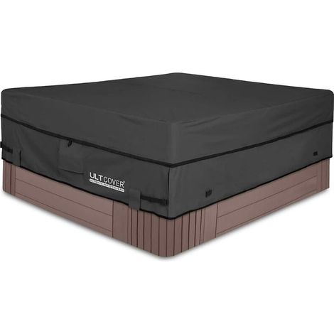 Cubierta cuadrada impermeable de poliéster 600D para jacuzzi, cubierta para spa exterior, 193 x 193 cm, negra (1/5)