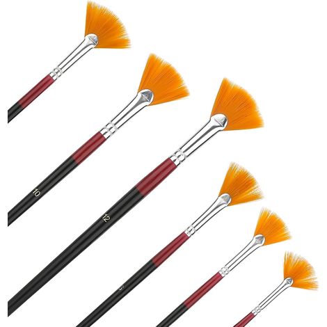 6 pinceaux pro doux anti-salissure, manche long bois/nylon, pour acrylique, aquarelle, détails artistiques (1/5)