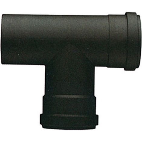 raccordo a T 8 cm 80 mm acciaio attacco FFM stufe a pellet 1,2 mm porcellanato nero