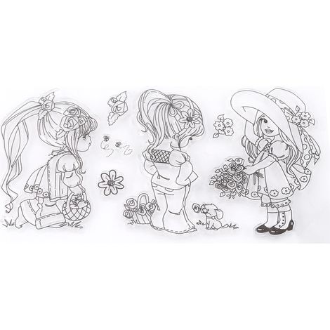 Album Photo Scrapbook, tampons transparents en caoutchouc de Silicone, dessin animé filles.