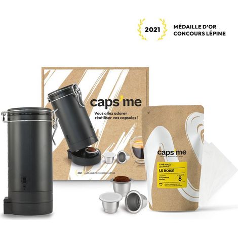 Caps Me wiederverwendbare Kapseln schwarz Komplettset Kaffee