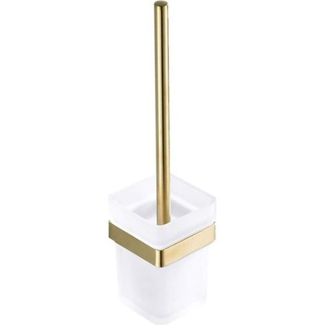 Brosse WC murale carrée en or brossé, au design fonctionnel et à drainage efficace, idéale pour les salles de bains, les toilettes et les hôtels (304)-AquaForge (1/5)