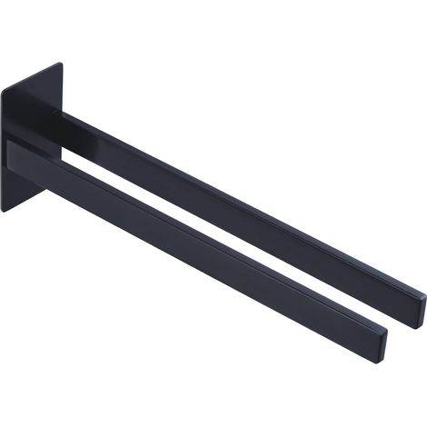 Toallero doble, no requiere taladrar, de acero inoxidable, para baño y cocina, negro, 40 cm x 12,7 cm x 7,6 cm (1/5)